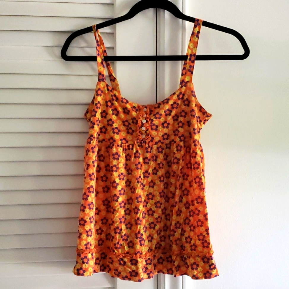 Lucky Brand Floral Tank Top Sz S 50 Cotton 50 Modal